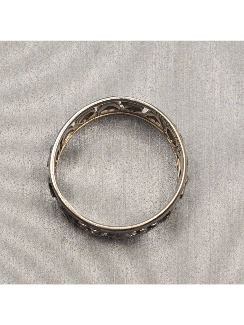 Vintage Sterling Silver Heart Band Ring Size 9 Filigree Cutout Band Signed FSDO - Picture 6 of 10